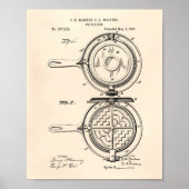 Waffle Iron 1883 Patent Art Old Peper Poster (Voorkant)