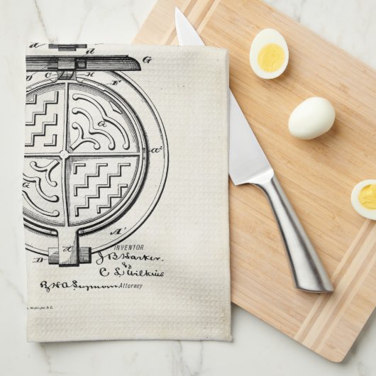 Waffle Iron Patent Print 1883 Handdoek (Quarter Fold)