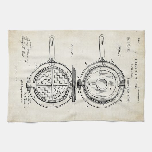 Waffle Iron Patent Print 1883 Handdoek (Horizontaal)