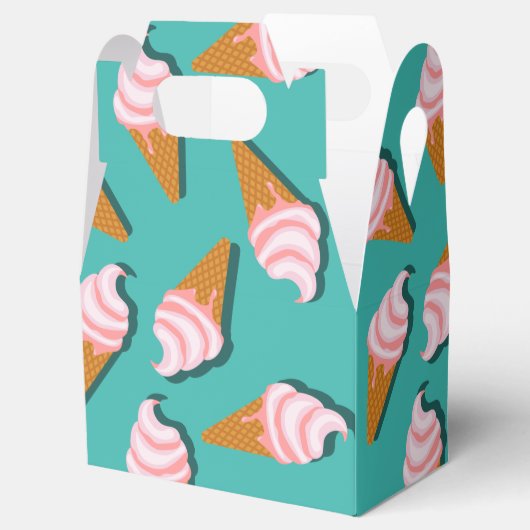 Waffle-kegels, ijs en bevroren yoghurtpatroon bedankdoosjes (Geopend)