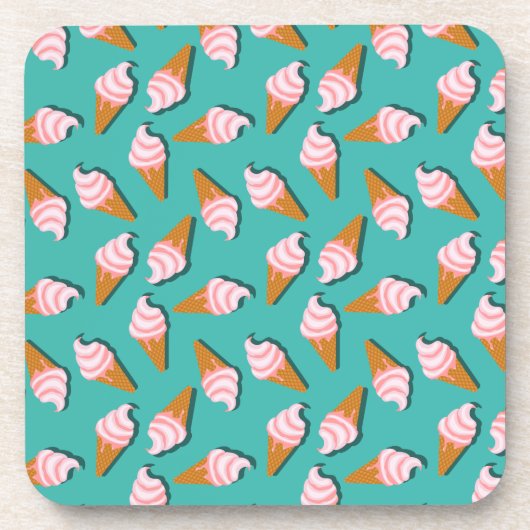 Waffle-kegels, ijs en bevroren yoghurtpatroon bier onderzetter (Voorkant)