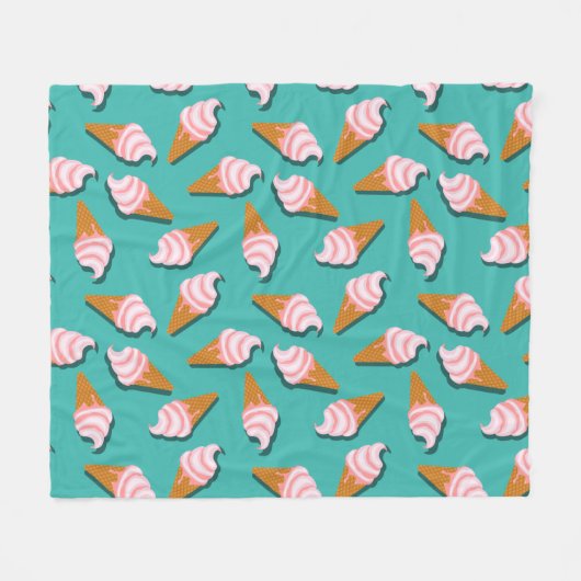 Waffle-kegels, ijs en bevroren yoghurtpatroon fleece deken (Voorkant (Horizontaal))