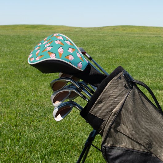 Waffle-kegels, ijs en bevroren yoghurtpatroon golfheadcover (Insitu)