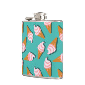 Waffle-kegels, ijs en bevroren yoghurtpatroon heupfles (Links)