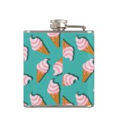 Waffle-kegels, ijs en bevroren yoghurtpatroon heupfles (Achterkant)