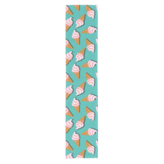 Waffle-kegels, ijs en bevroren yoghurtpatroon korte tafelloper (Voorkant)