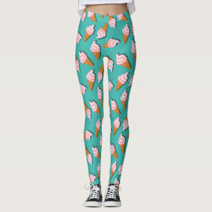 Waffle-kegels, ijs en bevroren yoghurtpatroon leggings