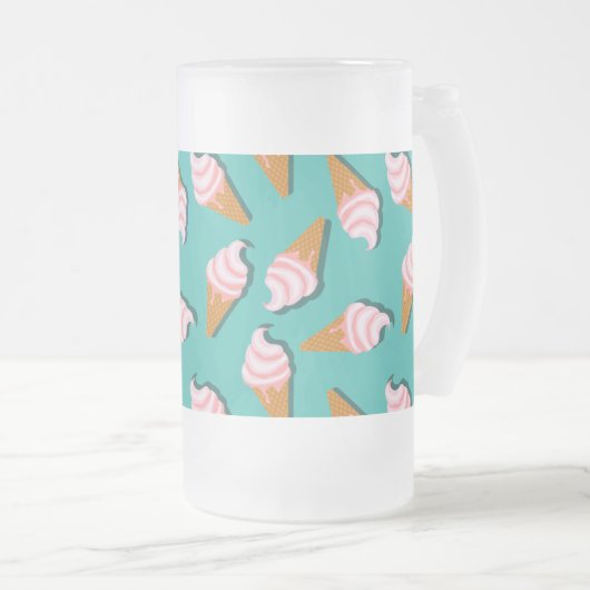 Waffle-kegels, ijs en bevroren yoghurtpatroon matglas bierpul (Voorkant rechts)