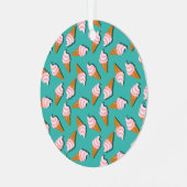 Waffle-kegels, ijs en bevroren yoghurtpatroon metalen ornament (Voorkant links)