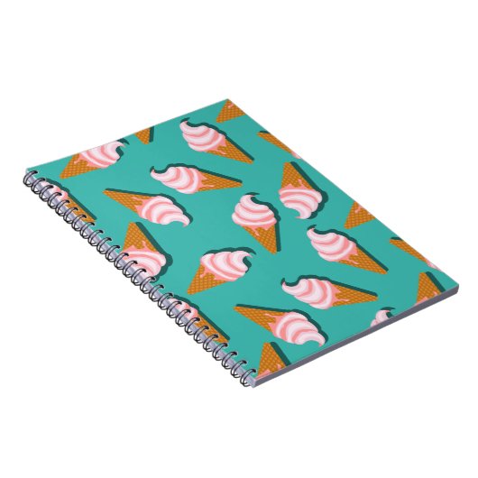 Waffle-kegels, ijs en bevroren yoghurtpatroon notitieboek (Rechterzijde)