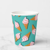Waffle-kegels, ijs en bevroren yoghurtpatroon papieren bekers (Voorkant)