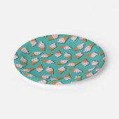 Waffle-kegels, ijs en bevroren yoghurtpatroon papieren bordje (Gekanteld)