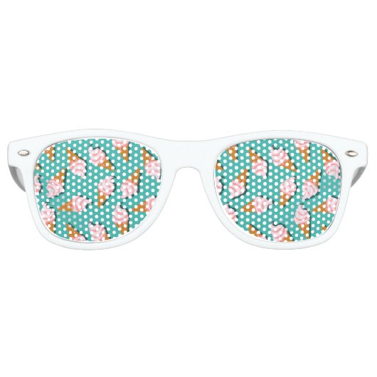 Waffle-kegels, ijs en bevroren yoghurtpatroon retro zonnebril (Voorkant)