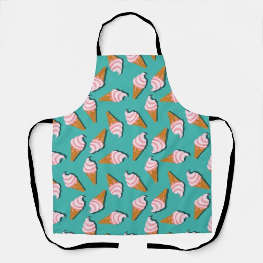 Waffle-kegels, ijs en bevroren yoghurtpatroon schort (Voorkant)