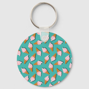 Waffle-kegels, ijs en bevroren yoghurtpatroon sleutelhanger