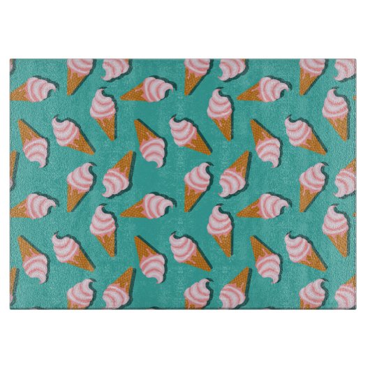 Waffle-kegels, ijs en bevroren yoghurtpatroon snijplank (Voorkant)