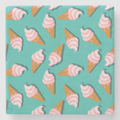 Waffle-kegels, ijs en bevroren yoghurtpatroon stenen onderzetter (Voorkant)