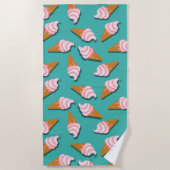 Waffle-kegels, ijs en bevroren yoghurtpatroon strandlaken (Voorkant)