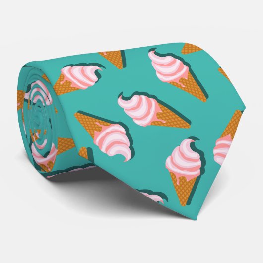 Waffle-kegels, ijs en bevroren yoghurtpatroon stropdas (Opgerold)