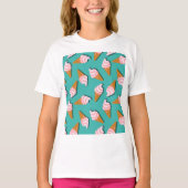 Waffle-kegels, ijs en bevroren yoghurtpatroon t-shirt (Voorkant)
