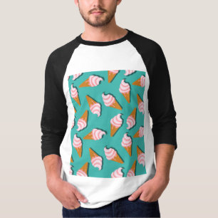 Waffle-kegels, ijs en bevroren yoghurtpatroon T T-shirt