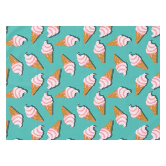 Waffle-kegels, ijs en bevroren yoghurtpatroon tafelkleed (Voorkant (Horizontaal))