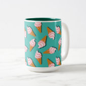 Waffle-kegels, ijs en bevroren yoghurtpatroon tweekleurige koffiemok (Voorkant rechts)