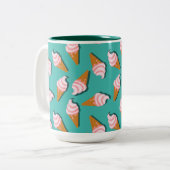 Waffle-kegels, ijs en bevroren yoghurtpatroon tweekleurige koffiemok (Voorkant links)