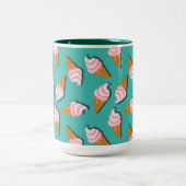 Waffle-kegels, ijs en bevroren yoghurtpatroon tweekleurige koffiemok (Center)