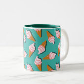 Waffle-kegels, ijs en bevroren yoghurtpatroon tweekleurige koffiemok (Voorkant rechts)