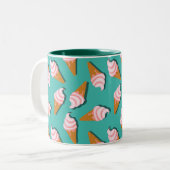 Waffle-kegels, ijs en bevroren yoghurtpatroon tweekleurige koffiemok (Voorkant links)