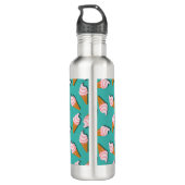 Waffle-kegels, ijs en bevroren yoghurtpatroon waterfles  (Achterkant)