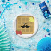 Waffle Mustache Man met aardbeien Papier Bord (Feest)