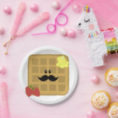 Waffle Mustache Man met aardbeien Papier Bord (Feest)