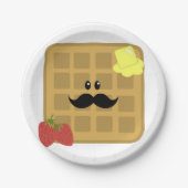 Waffle Mustache Man met aardbeien Papier Bord (Voorkant)