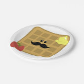 Waffle Mustache Man met aardbeien Papier Bord (Gekanteld)