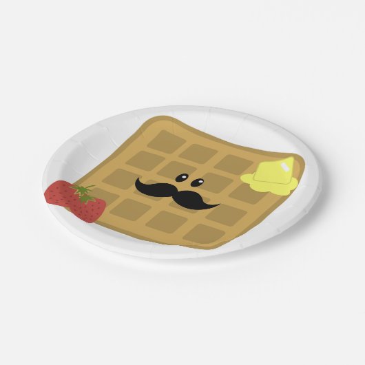 Waffle Mustache Man met aardbeien Papier Bord (Gekanteld)