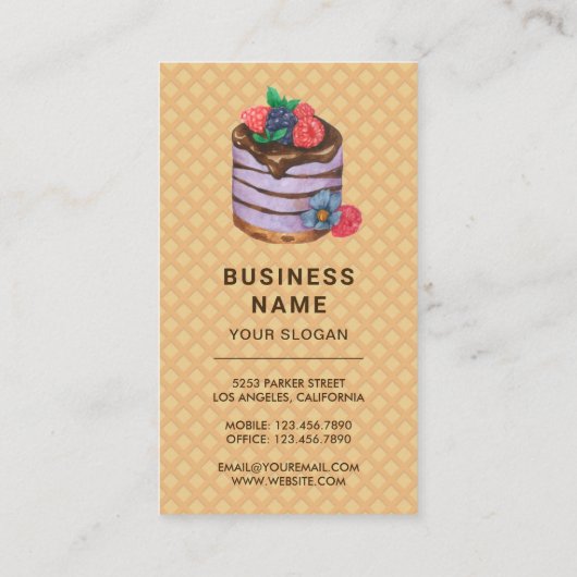 Waffle Paarse ijsdruppels gebak gebakken bakkerij Visitekaartje (Achterkant)