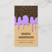 Waffle Paarse ijsdruppels gebak gebakken bakkerij Visitekaartje (Voorkant)