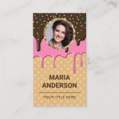 Waffle Pink Frosting Drip Pastry Chef Photo Bakery Visitekaartje (Voorkant)