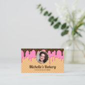 Waffle Pink Frosting Drip Pastry Chef Photo Bakery Visitekaartje (Staand voorkant)