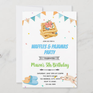 Waffle pyjama verjaardagsuitnodiging bedankkaart