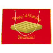 Waffle Schattige Ontbijt Verjaardagsfeest Groot Cadeauzakje (Voorkant)