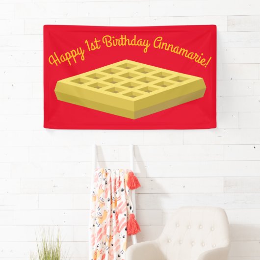 Waffle Schattige Ontbijt Verjaardagsfeest Spandoek (Insitu)