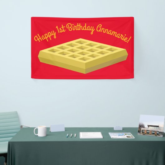 Waffle Schattige Ontbijt Verjaardagsfeest Spandoek (Beurs)