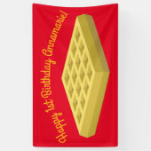 Waffle Schattige Ontbijt Verjaardagsfeest Spandoek (Verticaal)