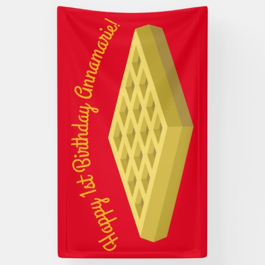 Waffle Schattige Ontbijt Verjaardagsfeest Spandoek (Verticaal)