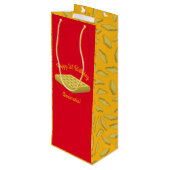 Waffle Schattige Ontbijt Verjaardagsfeest Wijn Cadeautas (Achterkant Gekanteld)