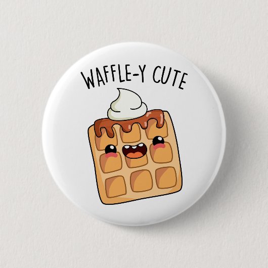 Waffle-y Funny Waffle Pun Ronde Button 5,7 Cm (Voorkant)