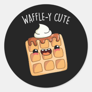 Waffle-y Funny Waffle Pun Ronde Sticker